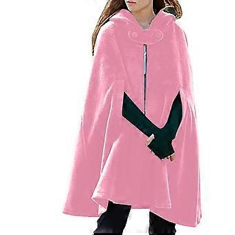 Capas para mujer, capa de lana, abrigo con capucha para mujer, capa de invierno con capucha, rosa, talla XL.
