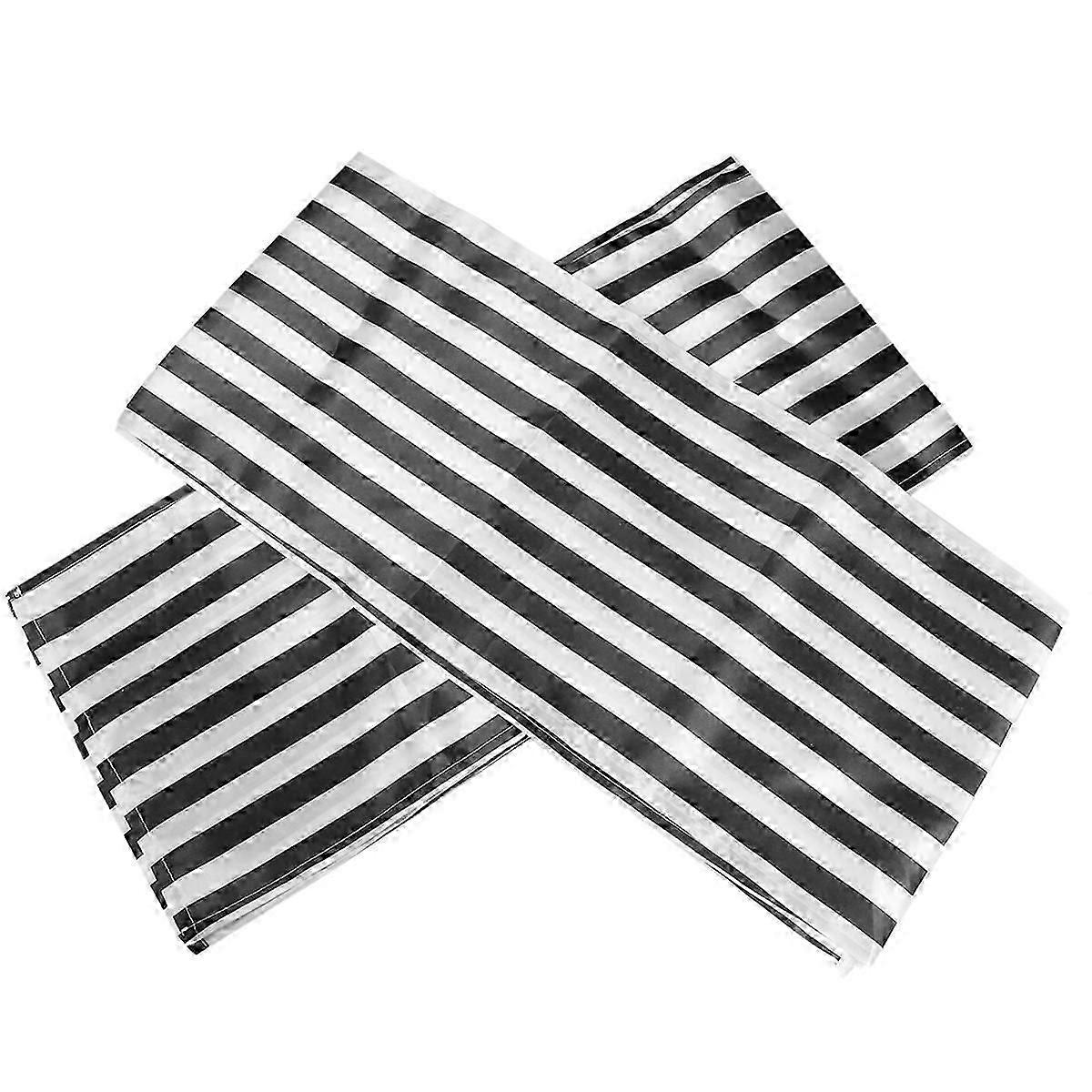 Striped Polyester Tablecloth for Dinner(Black and White,2 Pack)