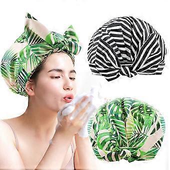 Extra Large Waterproof Shower Cap for Long Hair Women, Reusable Comfortable Fit, 2 Pack