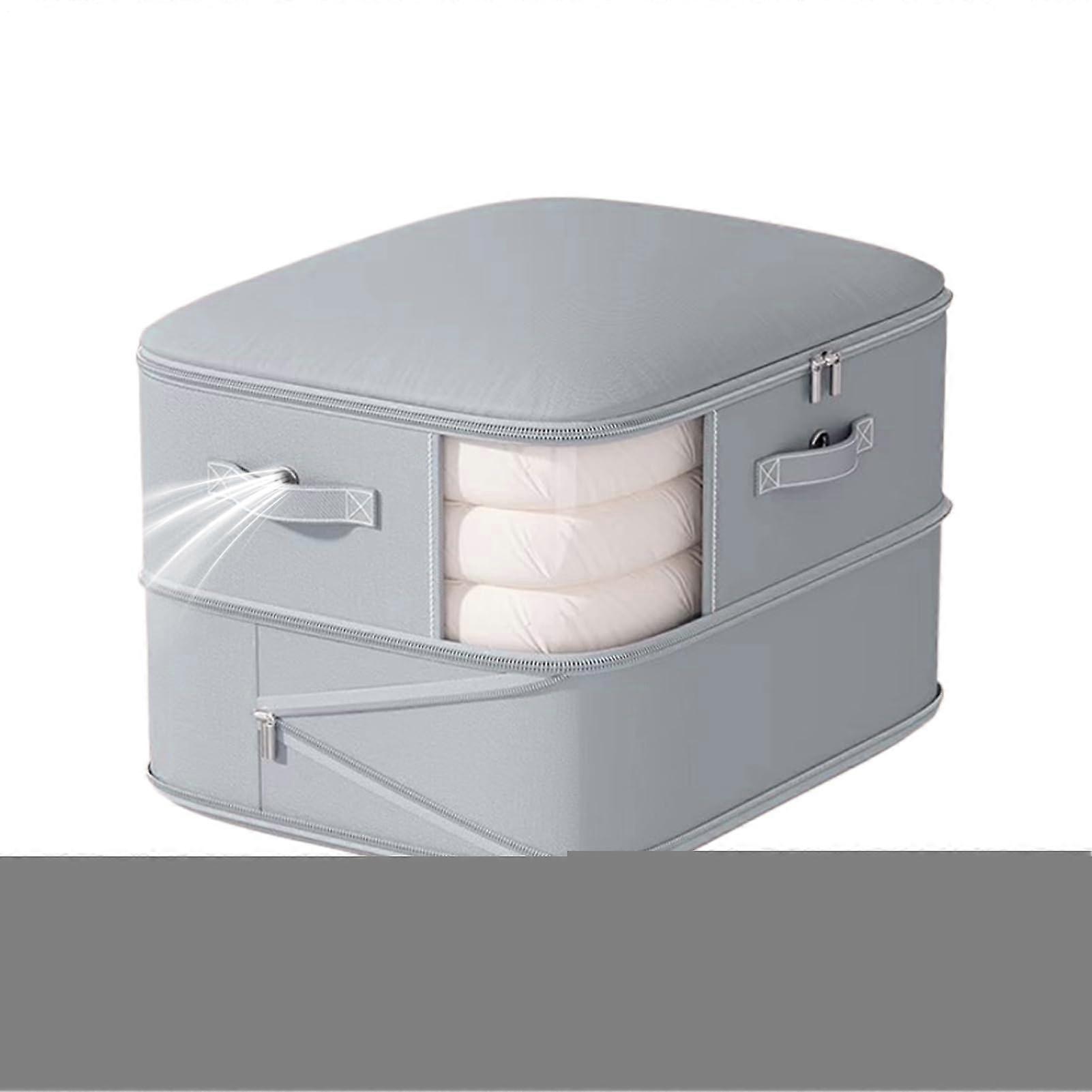 Compression Storage Bag with DoubleLayer Design, Clear Window, Dustproof Blanket and Clothes Organizer