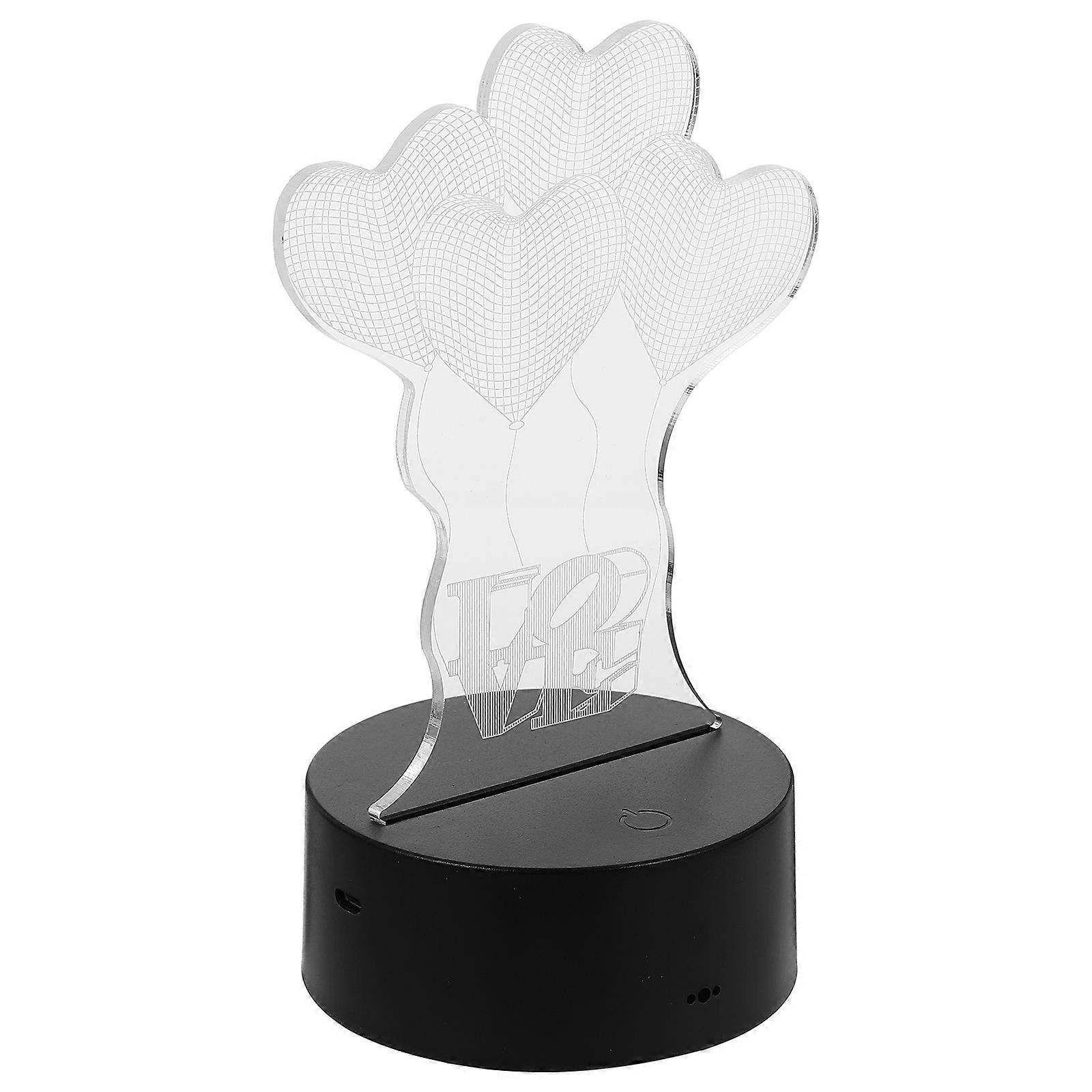 3D Lamp Visual Light Effect Touch Switch Colors Changes Night Light (Four Love Heart)