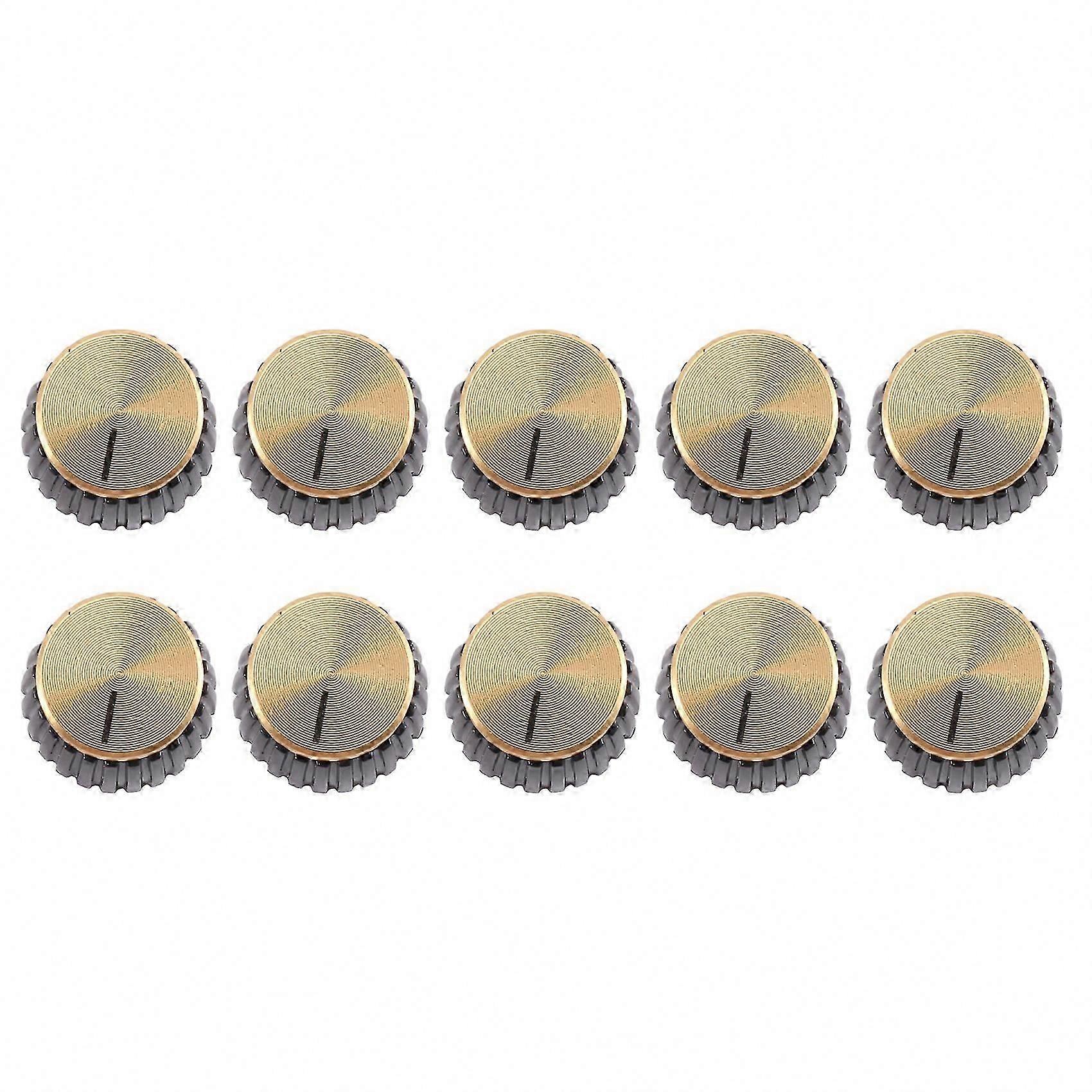 10 Black Guitar Amp Knobs with Gold Caps, Push-Button Design, Compatible with Various Amplifiers