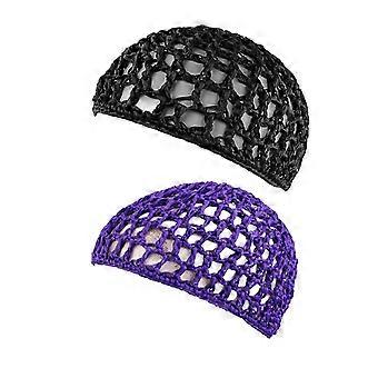 2 Pcs Nightcap Thick Yarn Crochet Elastic Hollow Out Net Multi-Purpose Mesh Cap