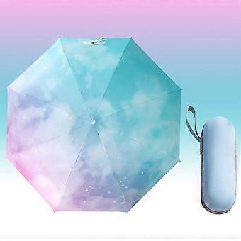 Mini Capsule Umbrella,  Black Coated UV Protection Sun/Rain Umbrella with Case