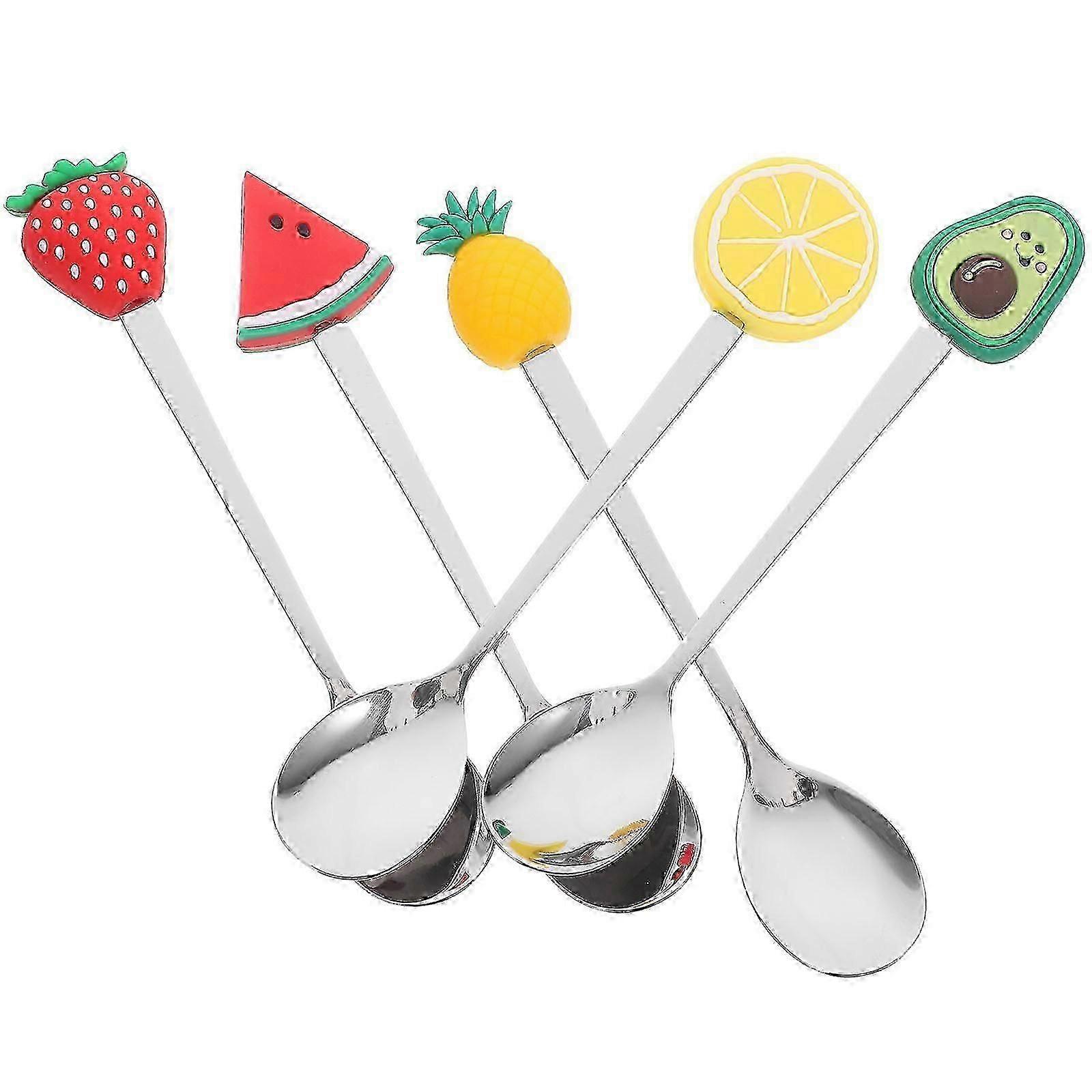 Cute Spoons Multi-Function Dessert Spoon Strawberry Style For Parties 5Pcs