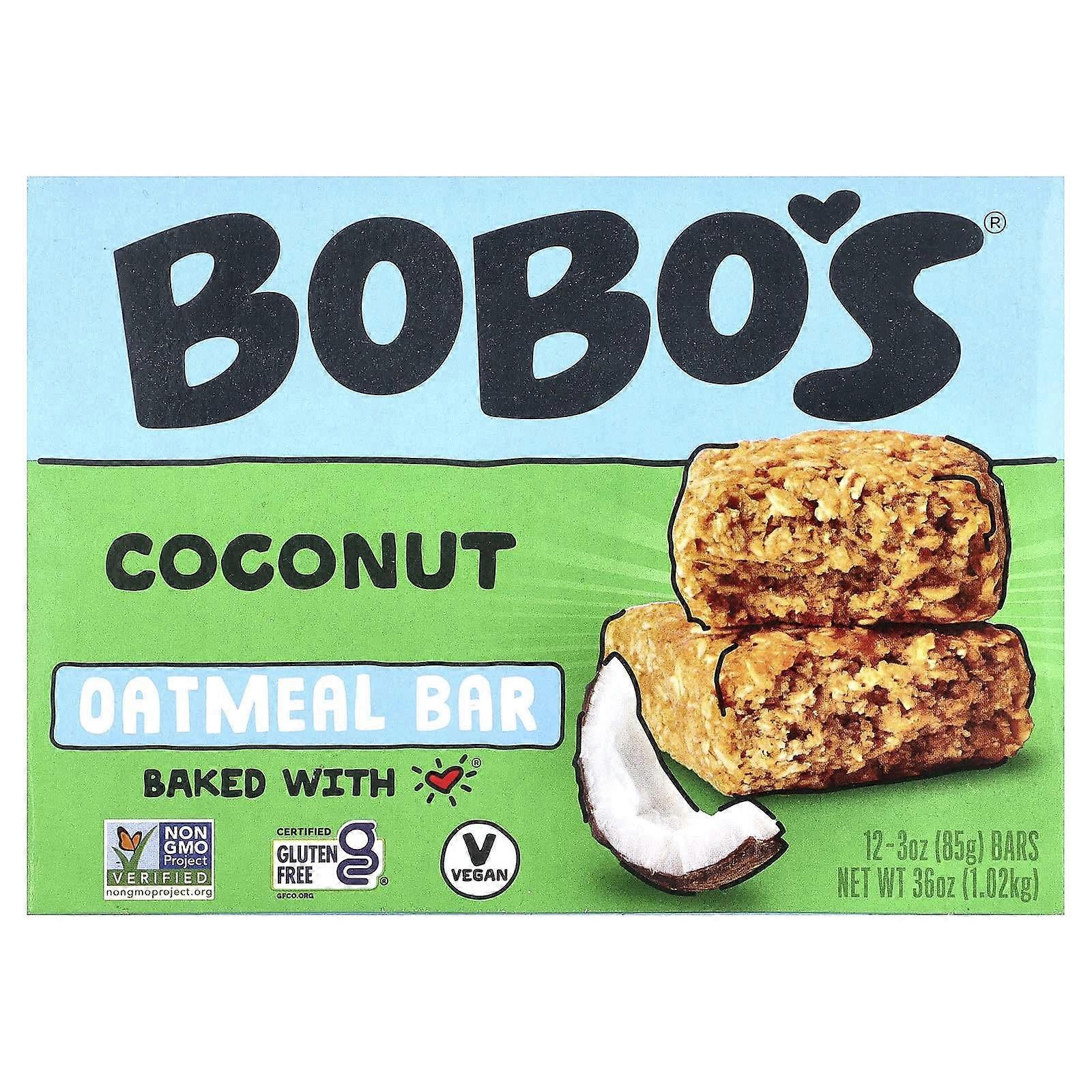 Bobo's Oat Bars, Coconut Oatmeal Bars, 12 Bars, 3 oz (85 g) Each