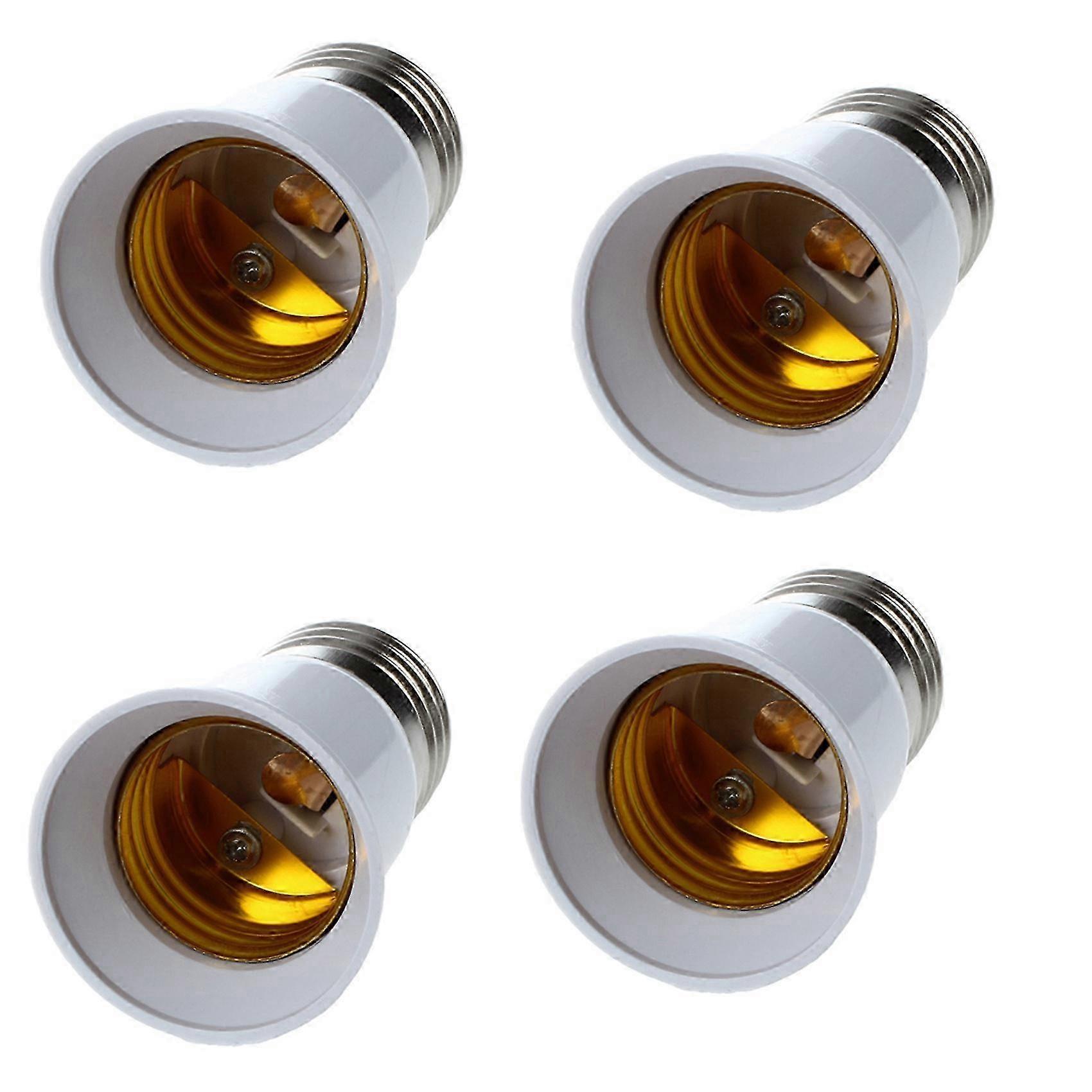 4X E27 to E27 Bulb Holder Silver Tone White Adapter Extender