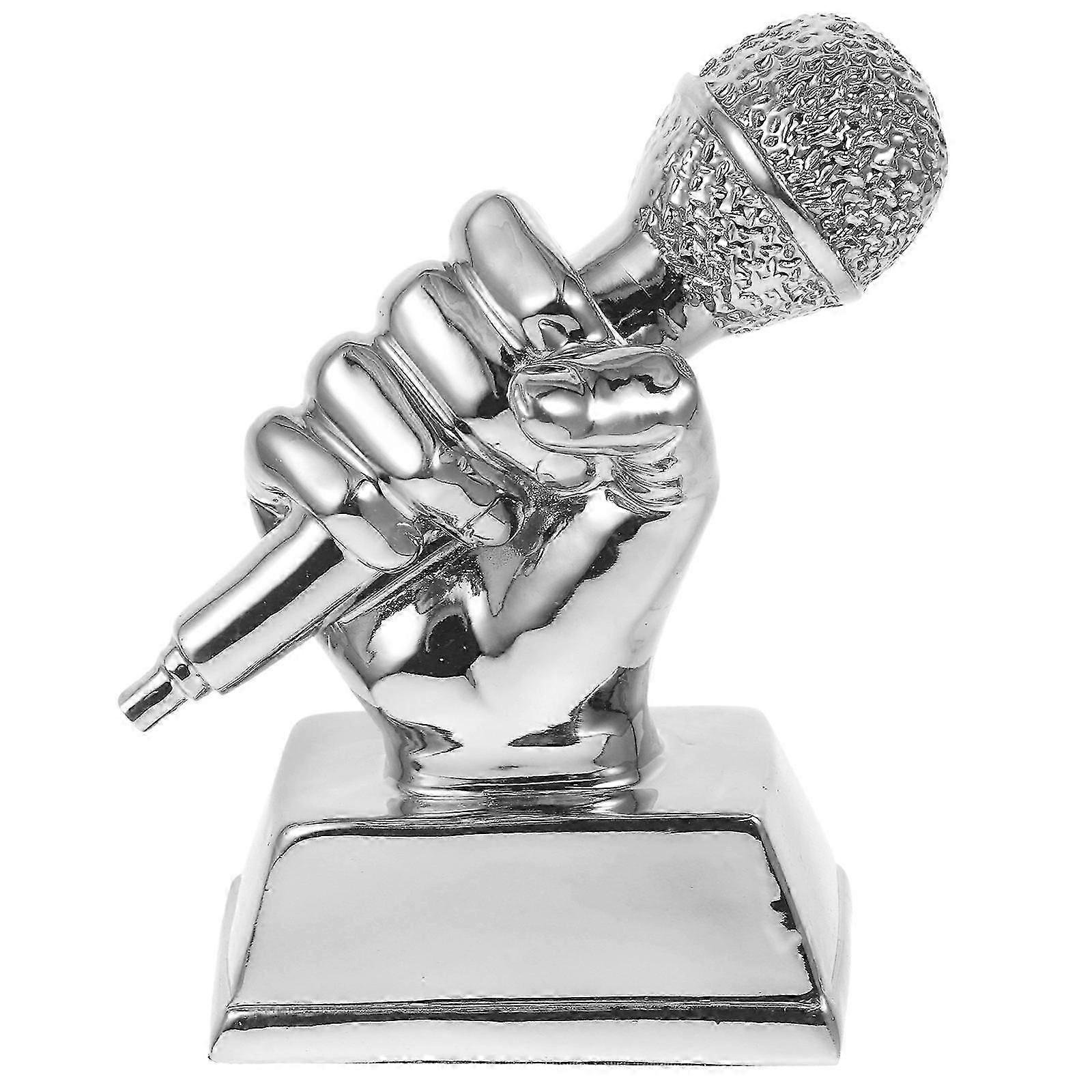 Singing Competition Trophy Microphone Shape Realistic Design Students Trophy 1Pack