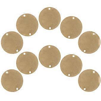 10pcs Round Circle Disc Copper Metal Stamping Blank Engraving Tag Blank Stamping Tags for DIY Engraving (Golden)