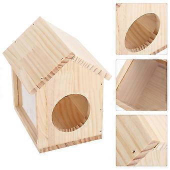 Small Pets House Wooden Hamster Hut Hideout for Feeding 2Pcs Hamster