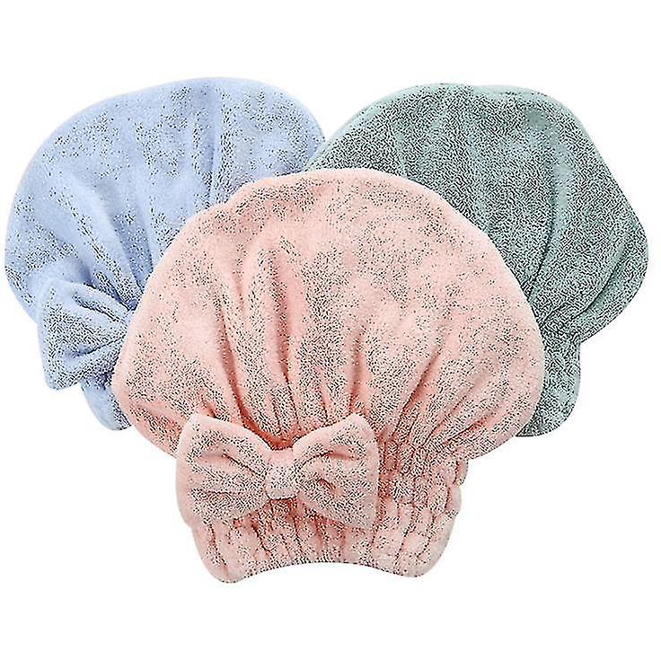 Microfiber Hår Handduk Wrap, 3 Pack, Snabbt torrt hår Turban