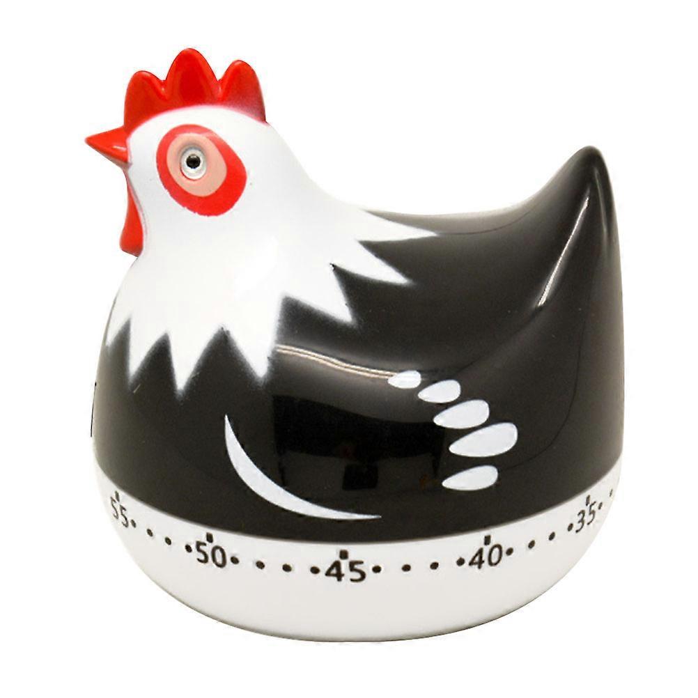 Hen Timer Mechanical Funny Creative Practical Kitchen Baking Reminder (Black) Black