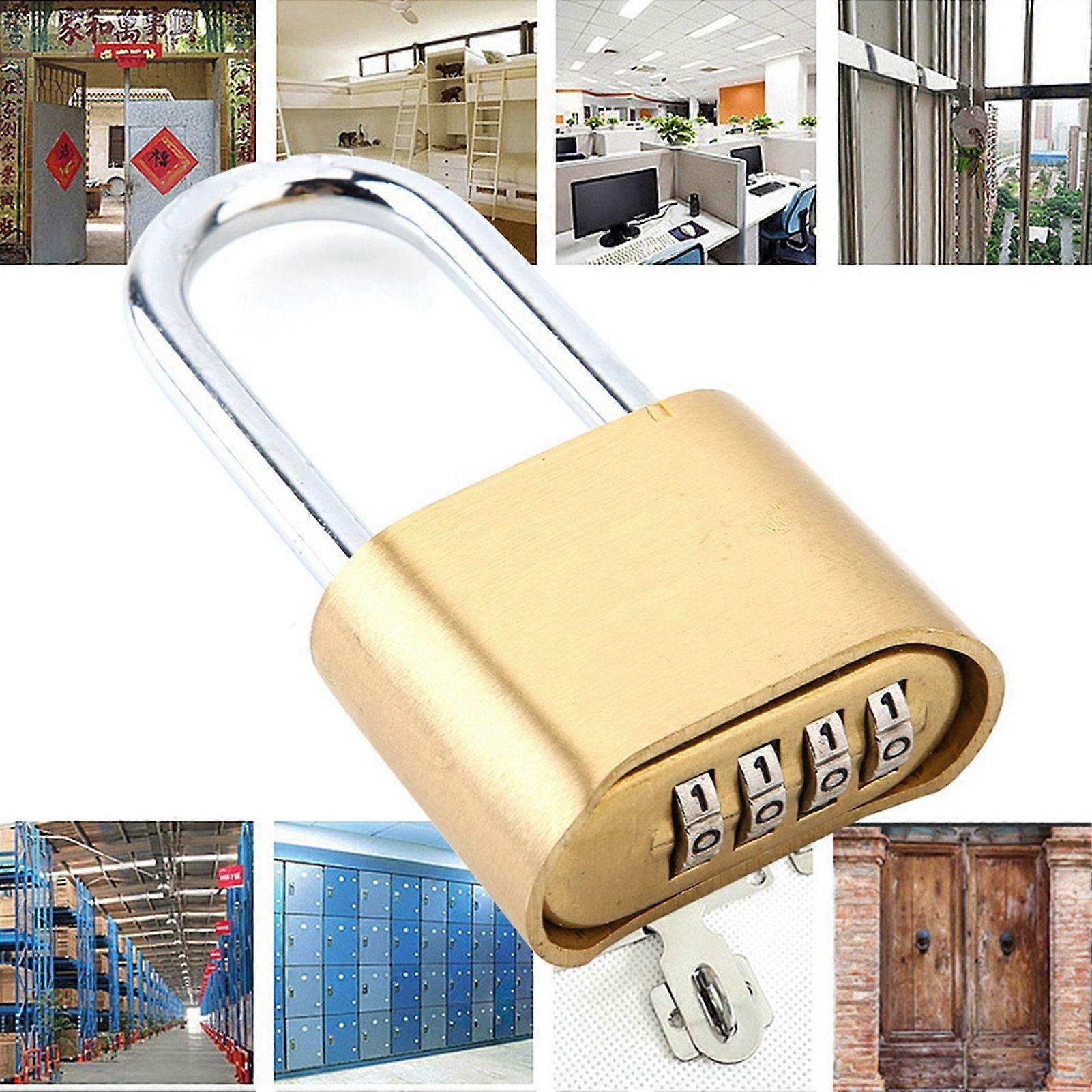 Outdoor Lock 4 Digit Combination Code Long lock Padlock Waterproof Brass