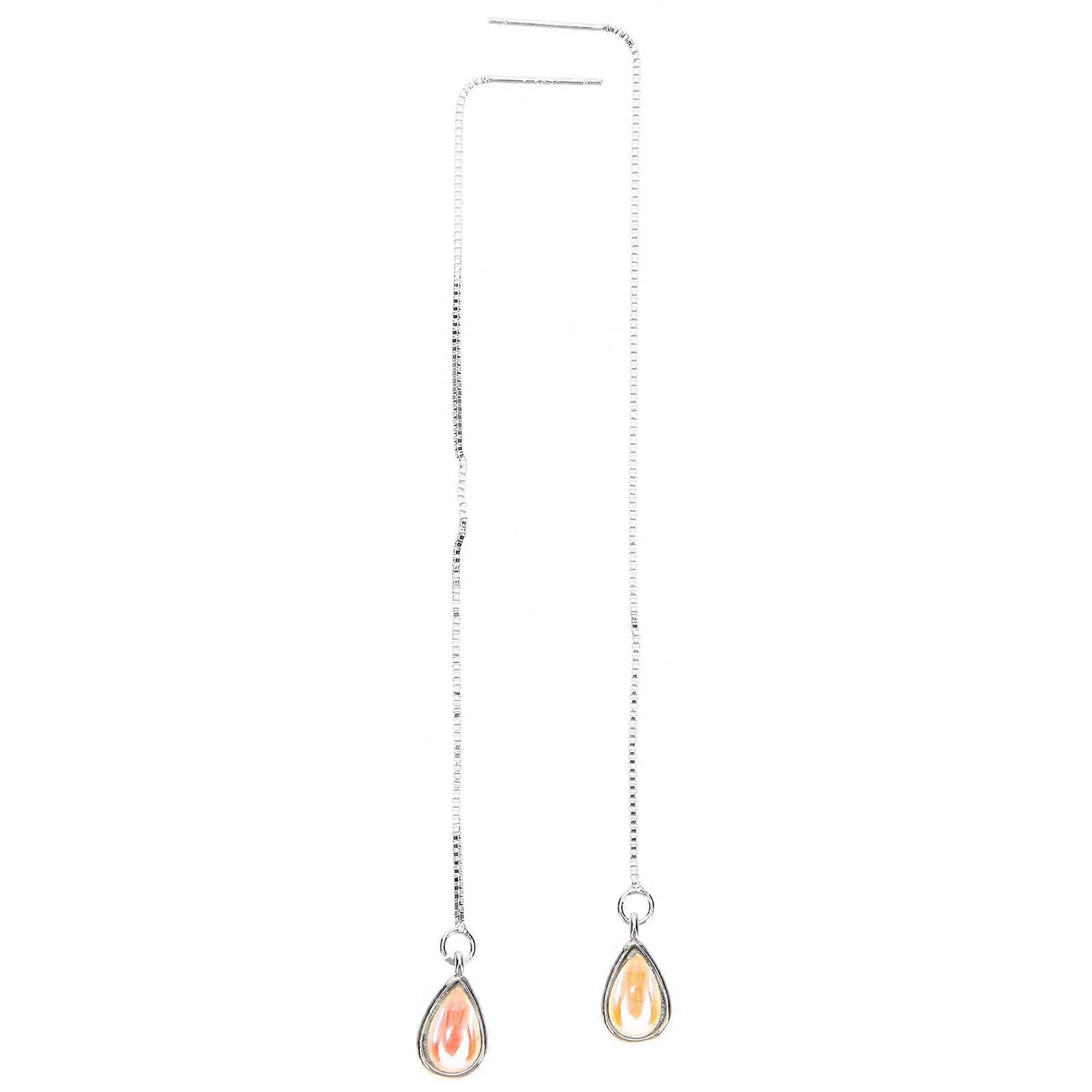 Moonstone Teardrop Dangle Earrings with Threaded Style 1Pair