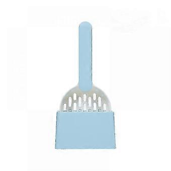 Kattsand Spade Set Kattkull Spefade Kattunge Avföring Rengöring Spade Toalettset Katttillbehör (vit+blå) F922-93