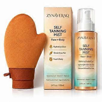 Kit de gants et spray autobronzant progressif, brume bronzante sans traces pour le visage et le corps, 100 ml