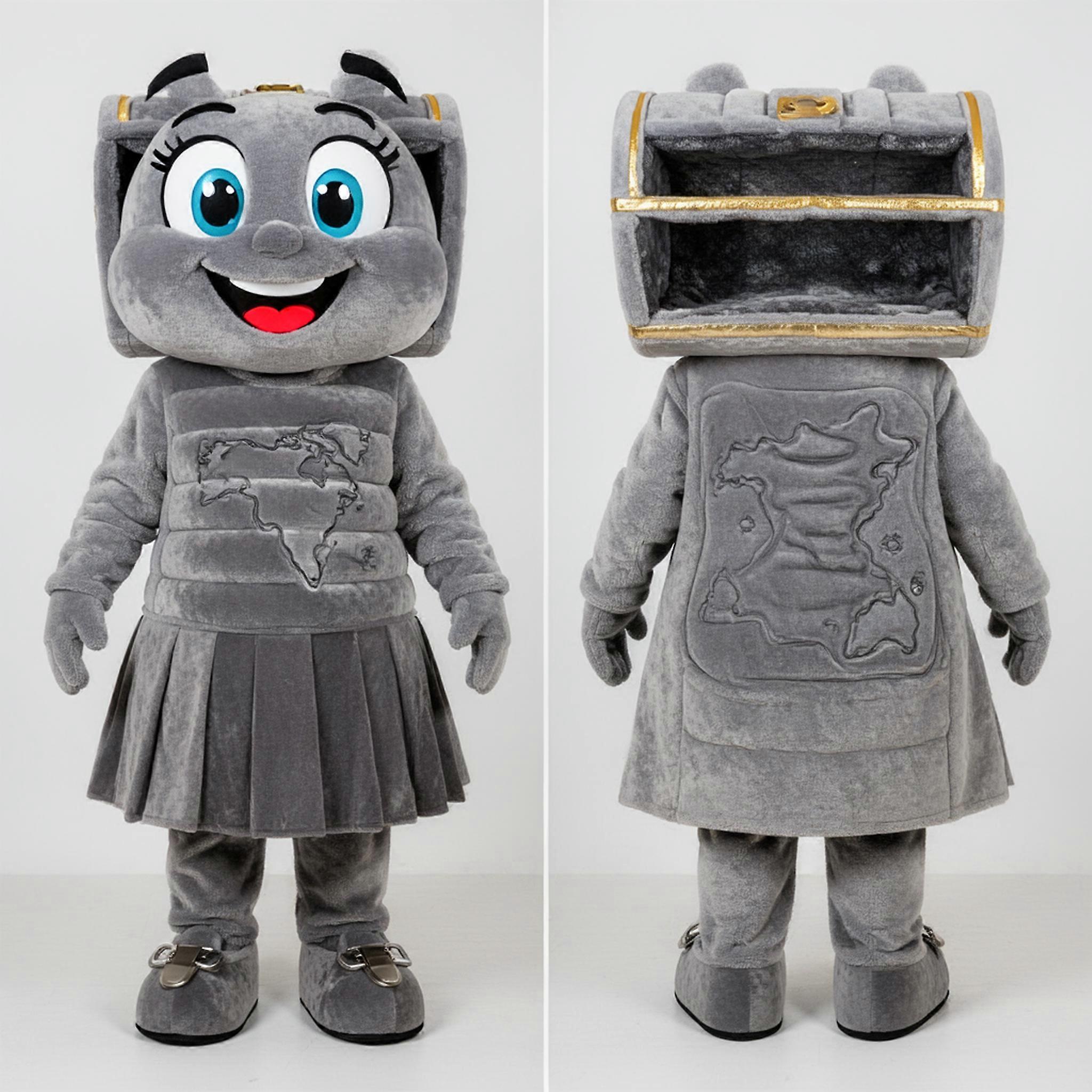 MASTICOT Gray Velvety Padded Treasure Chest Mascot