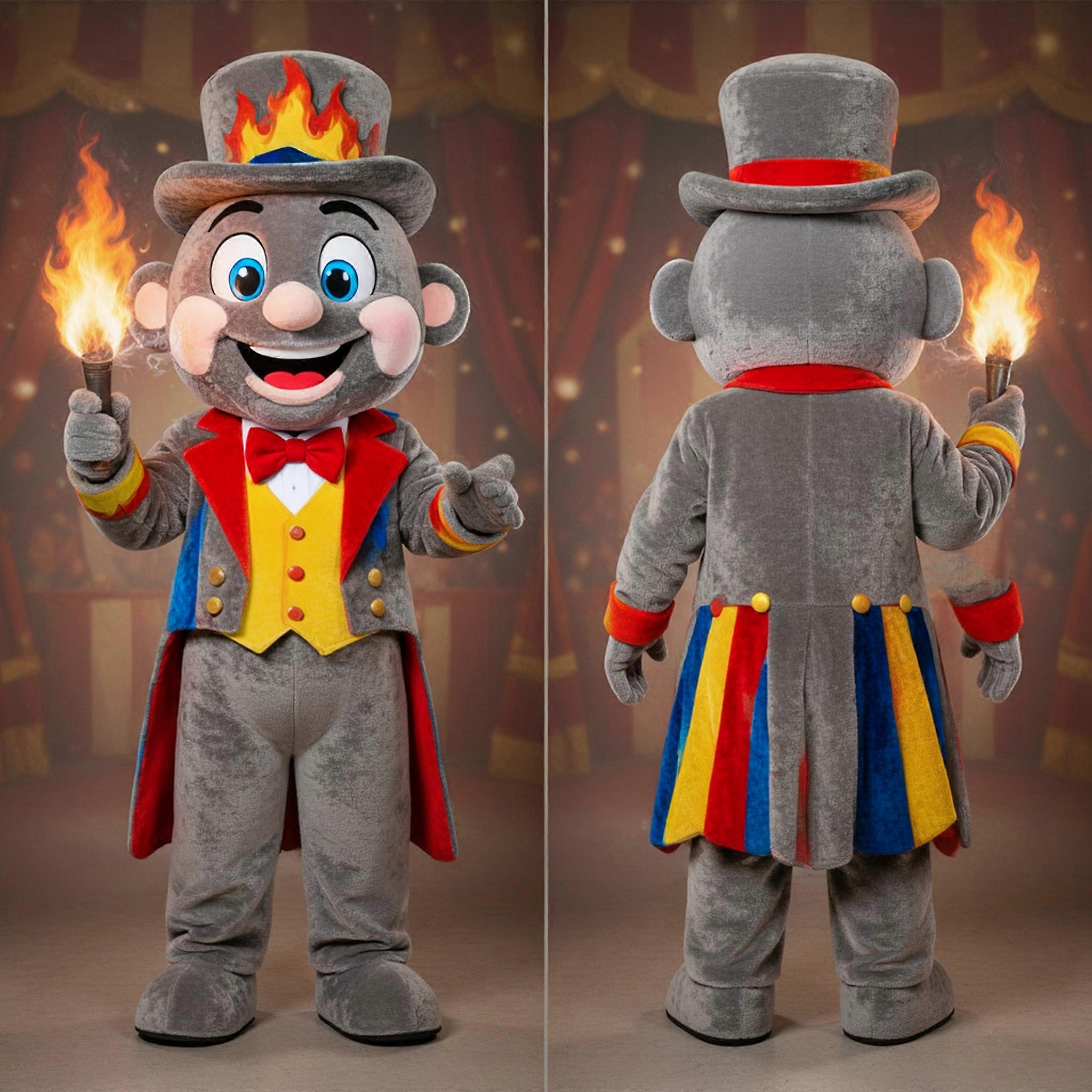 MASTICOT Gray Fire Eating Fire Eater Mascot