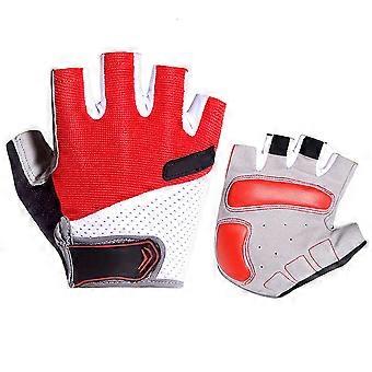 Anti Slip Half Finger Gloves for Cycling Use 1Pair Breathable Red