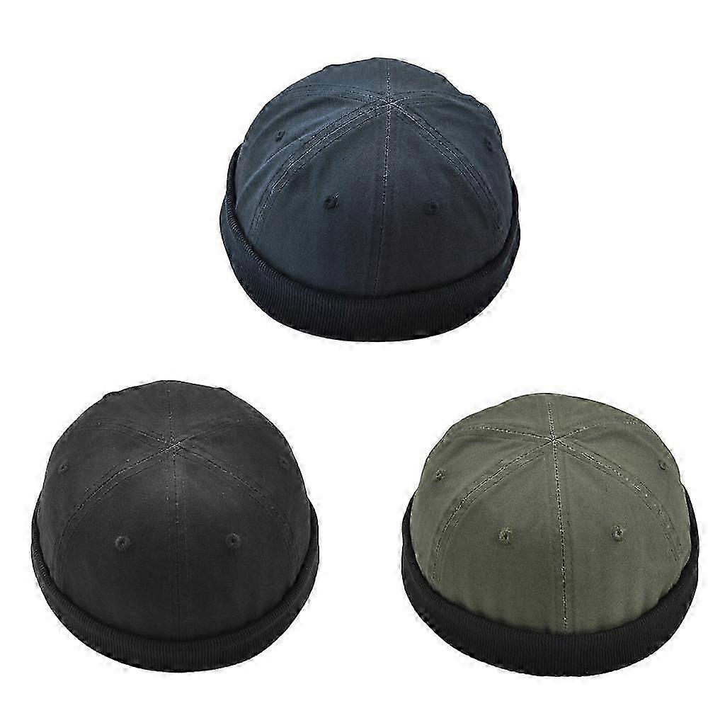 3x Hat Cap Beanie Brimless Docker Hat