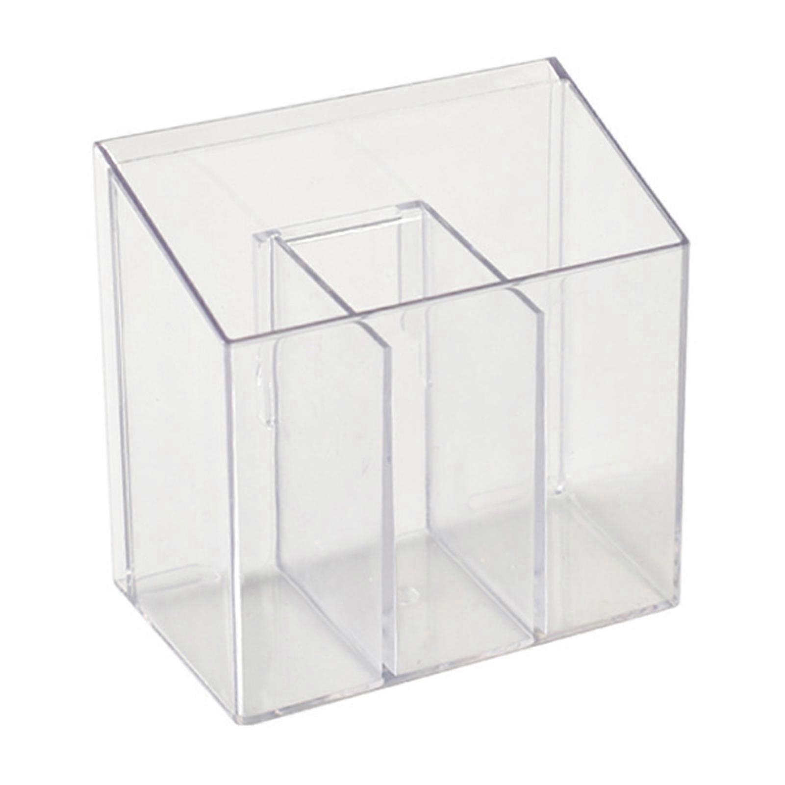 Makeup Brush Holder Clear Wall, Storage Box with Adhesive Hooks