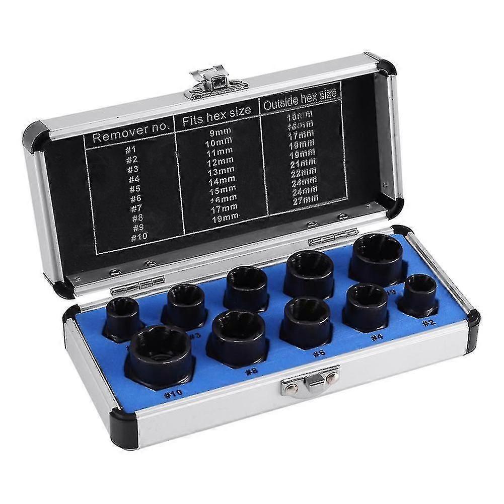 10pcs Damaged Bolt Nut Screw remover Extractor Metal Removal Socket Tool Set