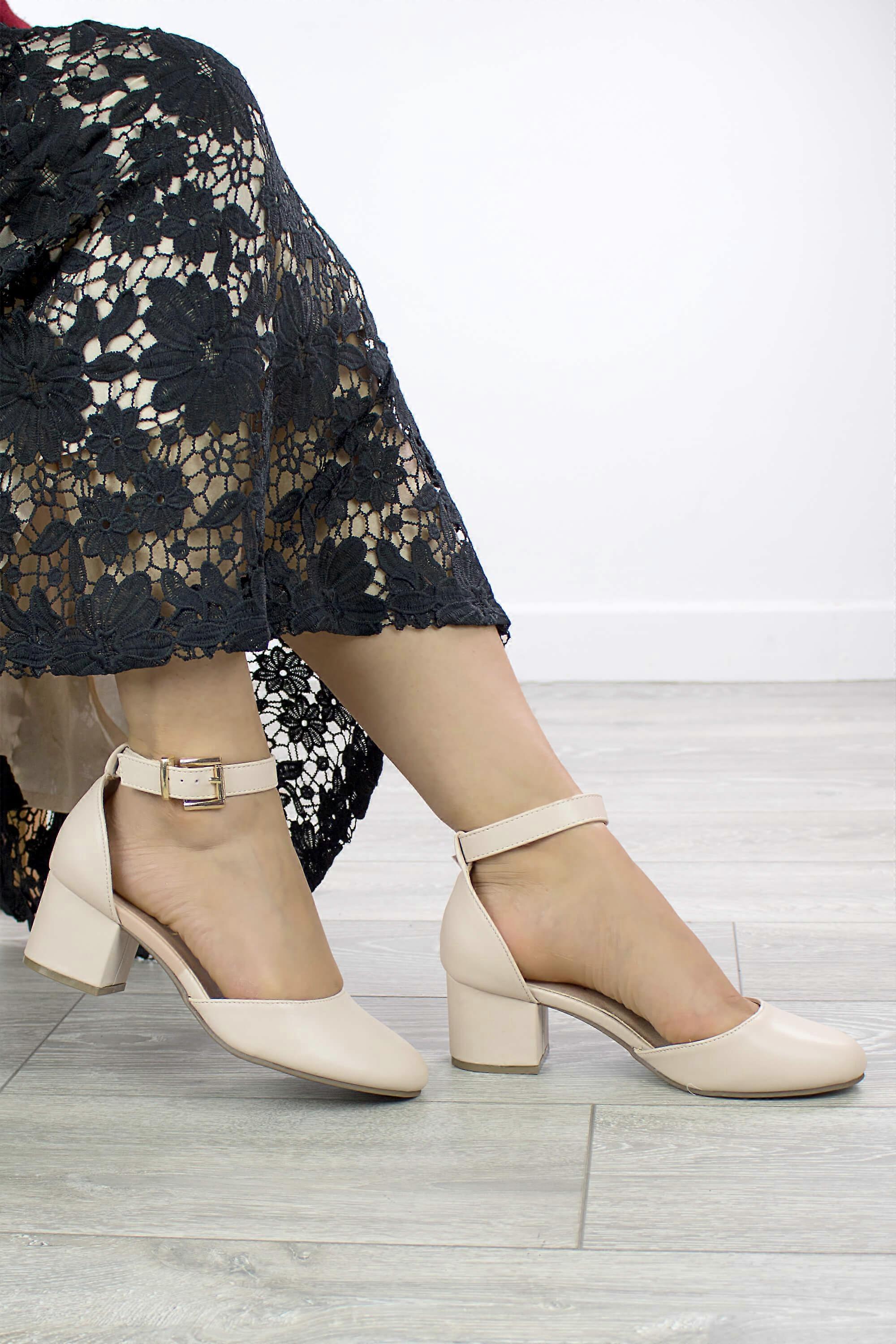 Mid Block Heel Ankle Strap 2 Part Heels