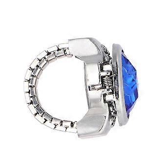Modischer ovaler Fingerring für Zeiterfassung, spezielle Quarzuhr, blau