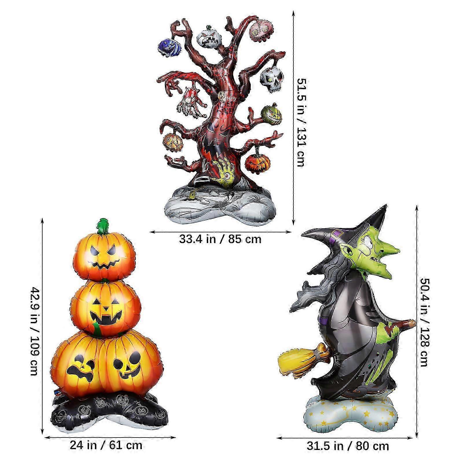 Halloween Party Inflatable Decorations Set, 1 Set Includes Pumpkin Stack and Witch Figure