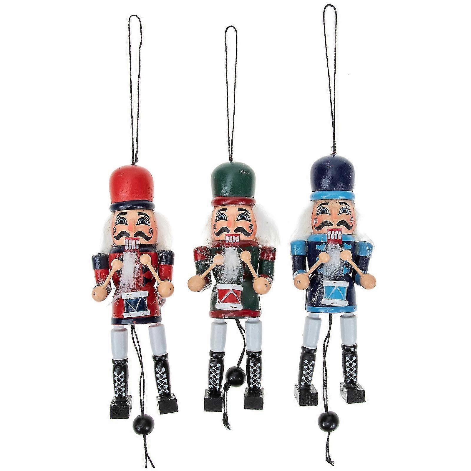 12Pcs Wood Nutcracker Christmas Soldier Pull String Puppet Gift