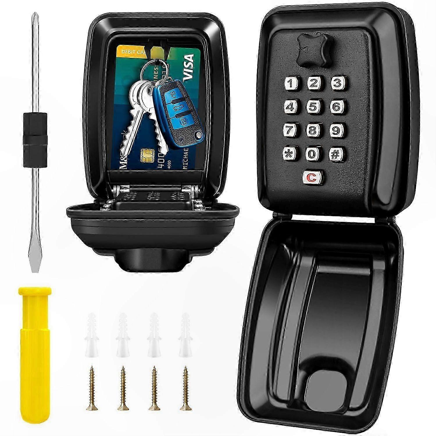 Weatherproof Combination Key Lock Box, Secure and Durable Wall-Mounted Storage for Easy Access