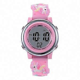 3D Cartoon Unicorn LED Kids Digital Watch, Waterproof, 7 Color Lights, Alarm, Stopwatch, Ages 3-10 Toddler Boys Girls