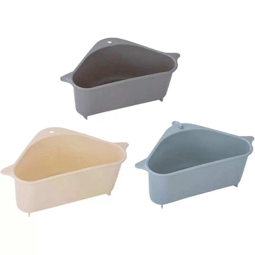 3pcs Sink Corner Suction Cup Storage Basket Triangle Rack