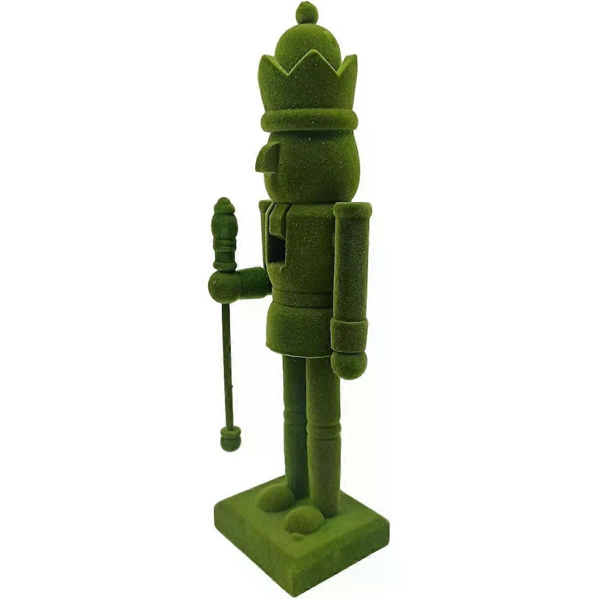 Green Flocked Wooden Nutcracker Soldier Figure, Nutcrackers