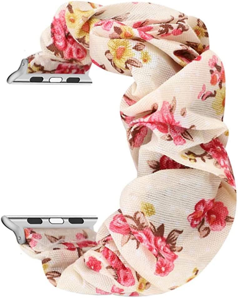 Heytea Compatible Apple Watch Series 7 45mm Scrunchie Band, Soft Printed Elastic Scrunchy Bands for Apple Watch Series 7/SE/6/5/4/3/2/1 42mm 44mm 45mm
