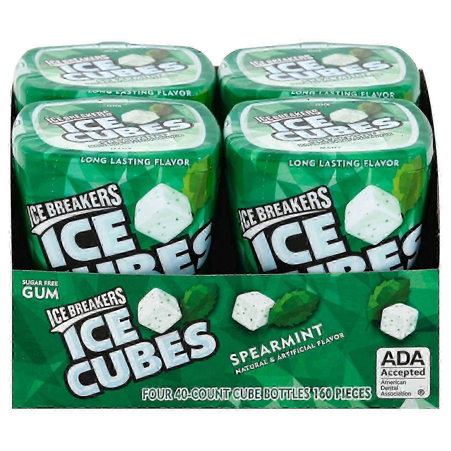 Iced Breakers Iced Cubes Sugar Free Gum, Spearmint, 4 Ea