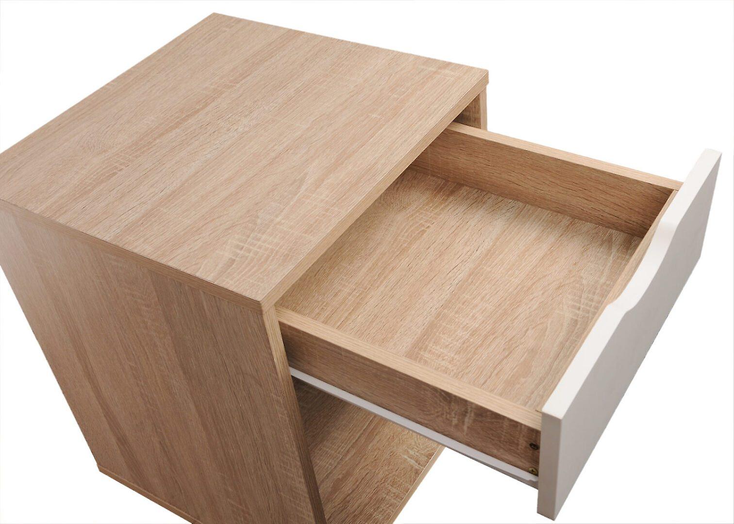 Dallone Nightstand With One Drawer Sonoma Oak & White.