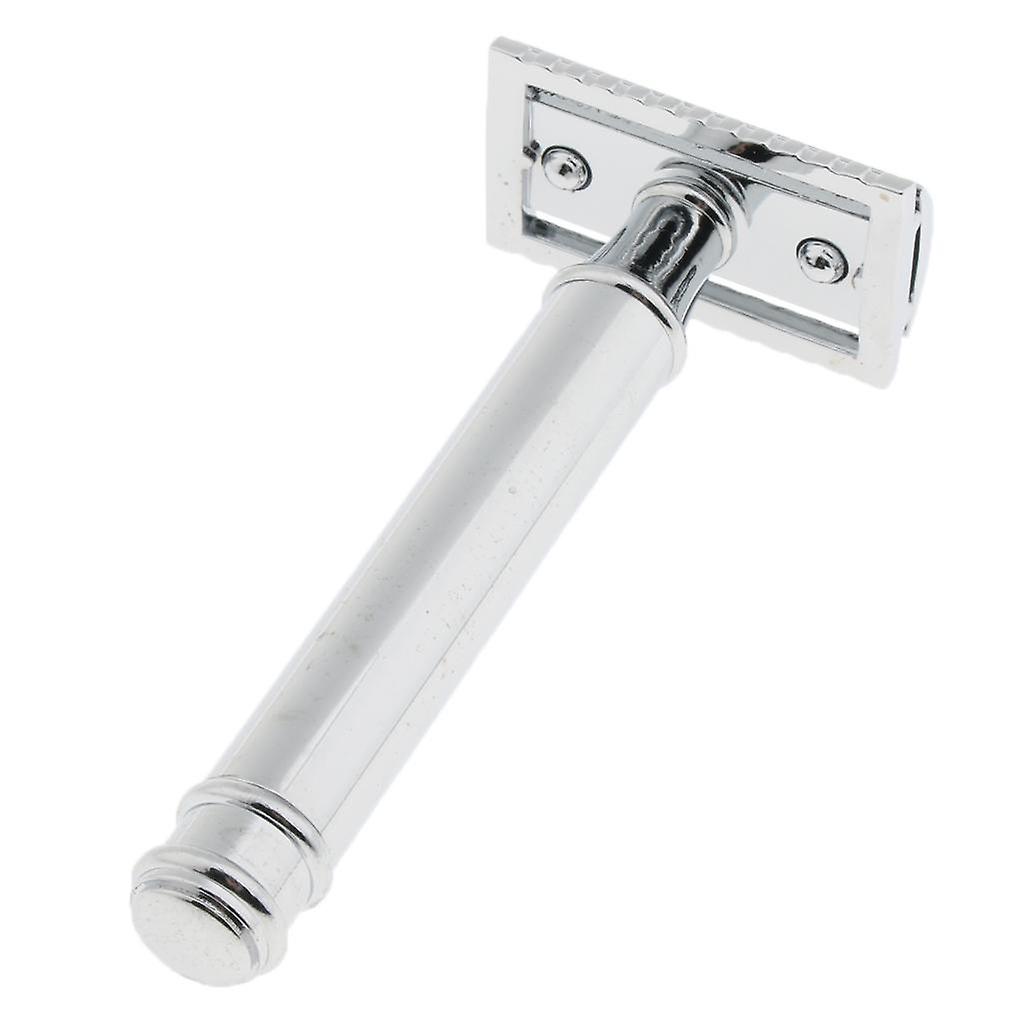 Men Long Handle Double Edge Safety Shaving Razor Beard Grooming Tool Sliver