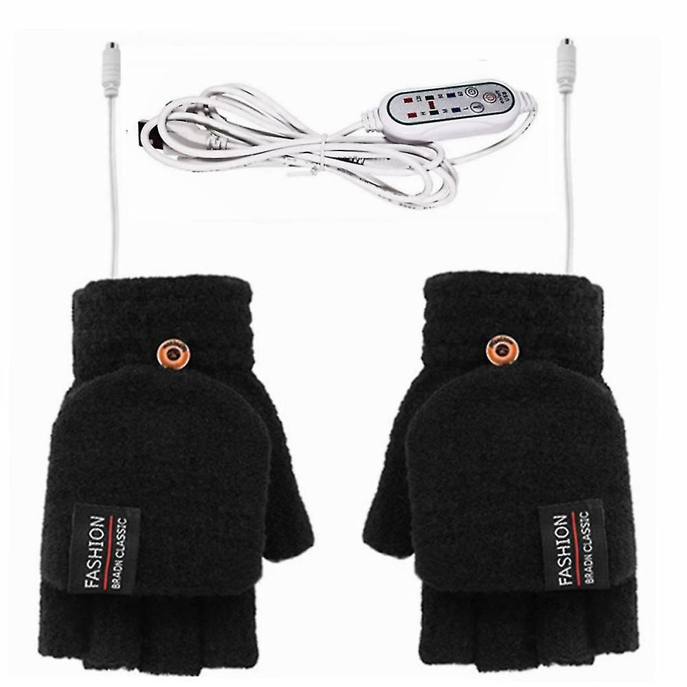 Usb Electric Heated Gloves Double-sided Heating Gloves Rechargeable Waterproof Adjustable Temperatu