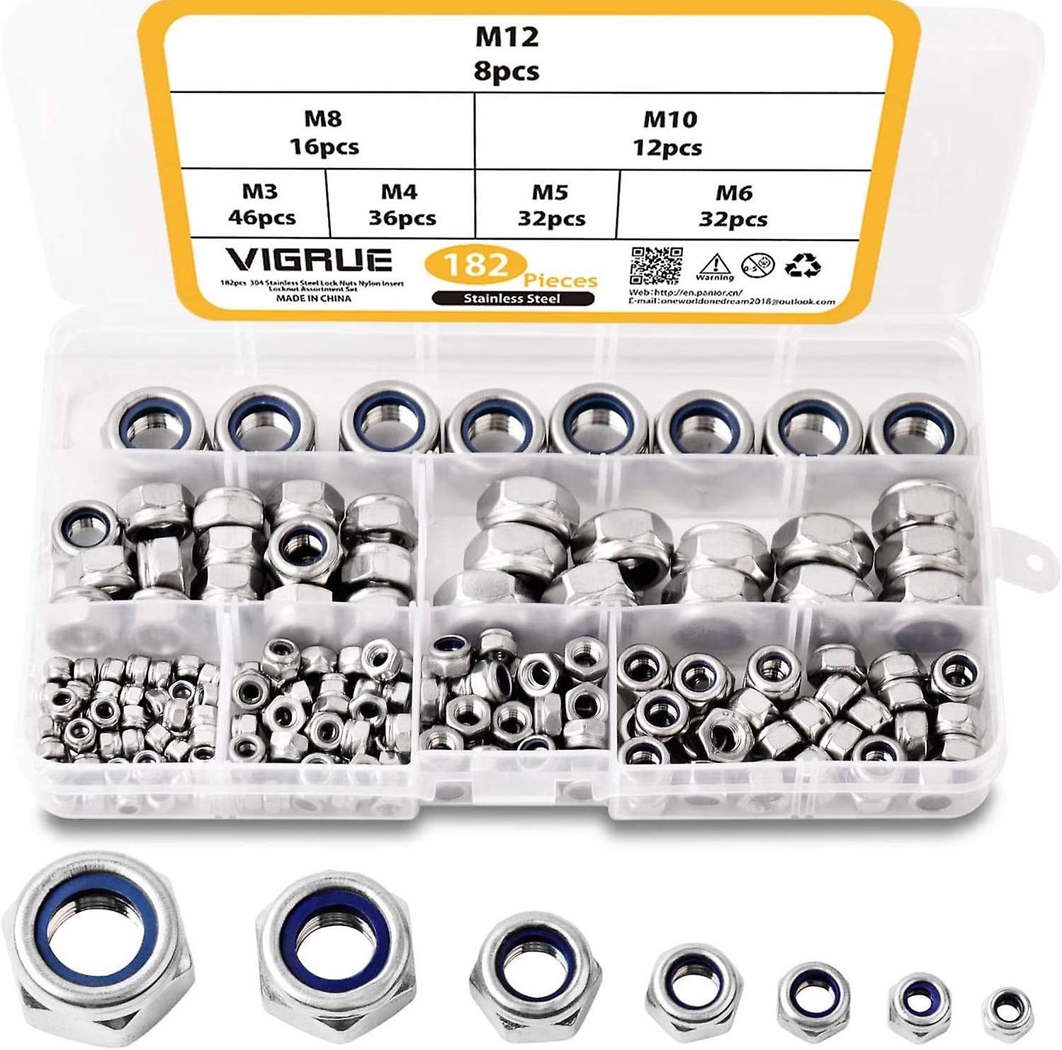 182 Pieces. Threaded Inserts M3 M4 M5 M6 M8 M10 M12 Press-In Nuts Female Threaded Nuts Embedded