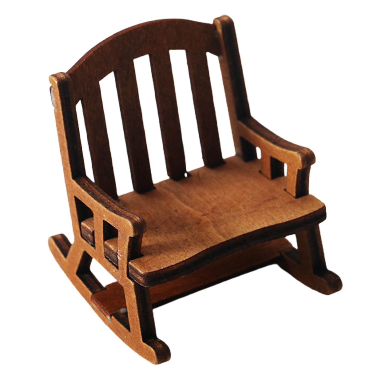 ZHOUBA Mini Rocking Chair Retro Creative 1/12 Ratio Dollhouse Swing Rocking Chair for Scene Ornament