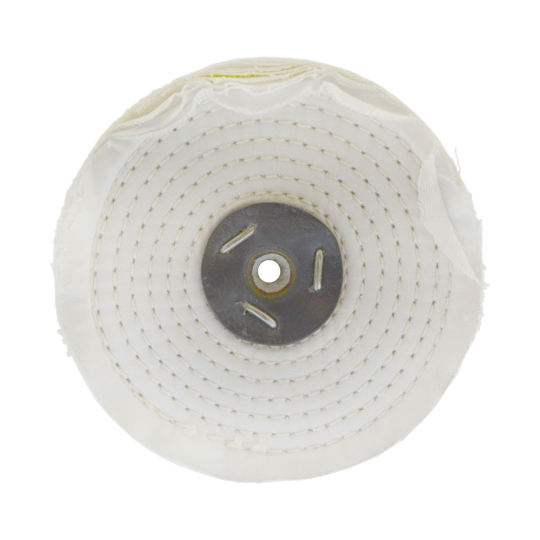 White Close Stitched Metal Polishing Buffing Mop 6" x 2" 4 section 2nd Stage
