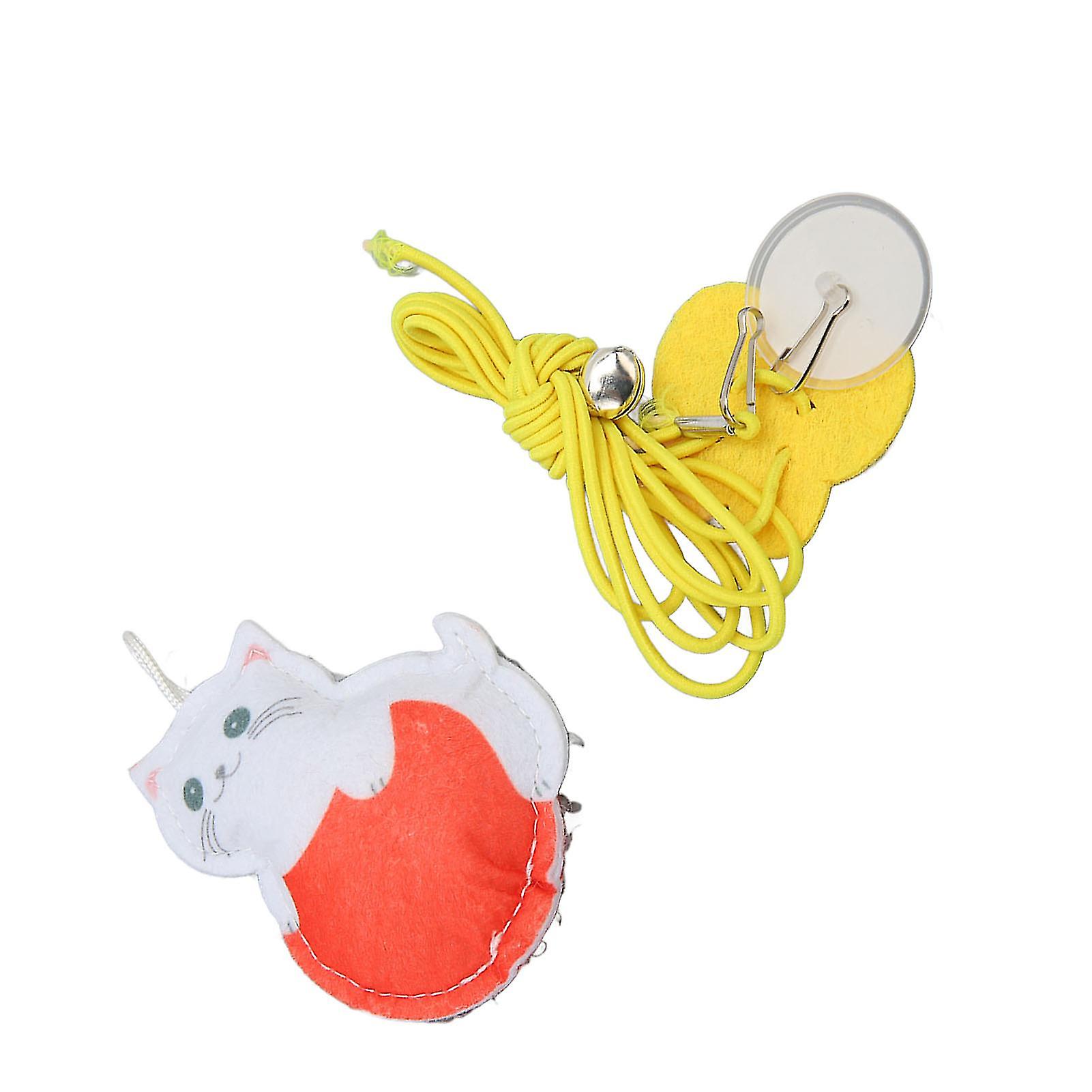 Hanging Door Interactive Cat Toy Felt Kitten Shape Retractable Cat Teaser Toys for Exercise Relaxing 