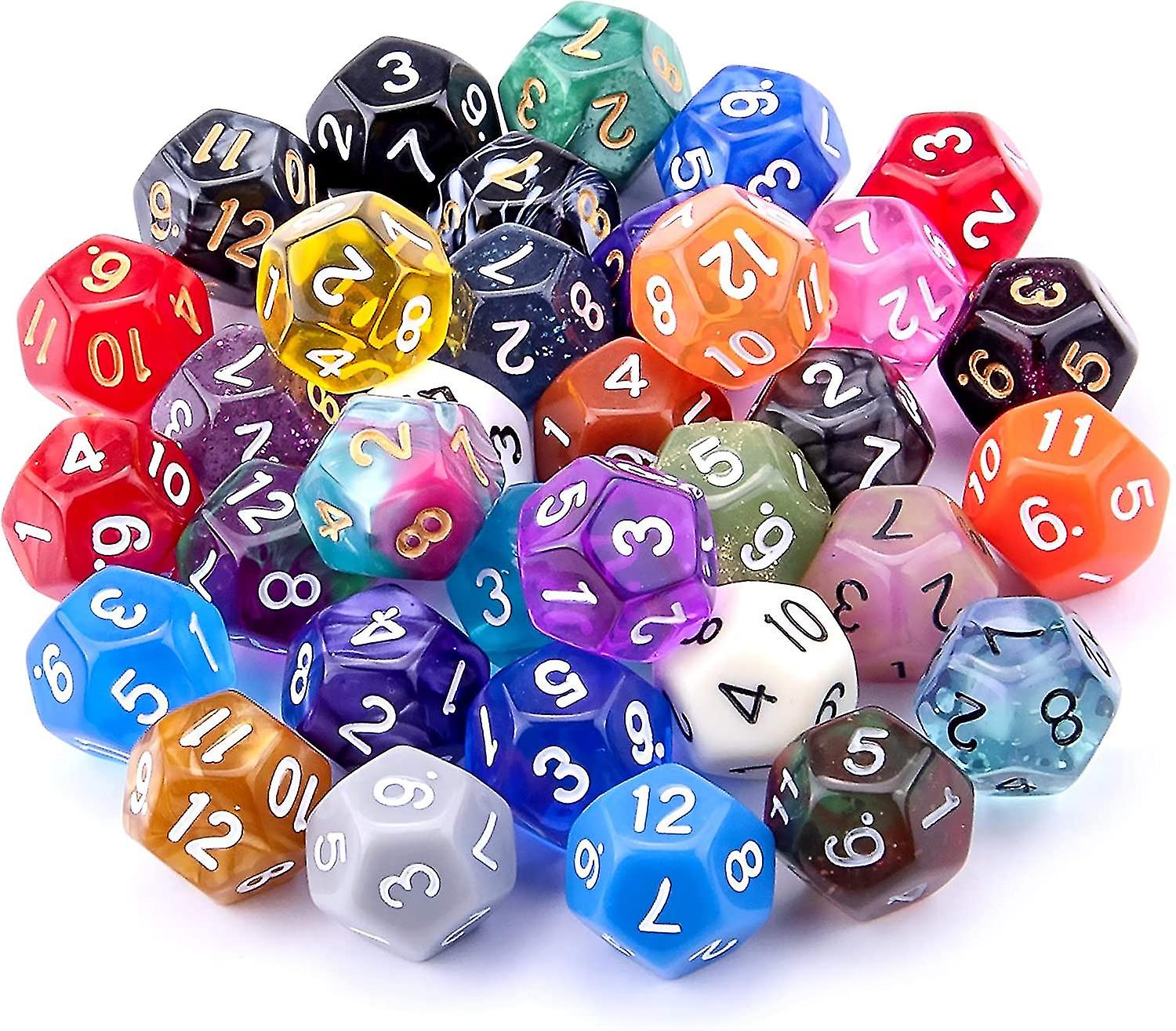 35 Pieces Polyhedral Dice 12 Sided Mixed Colours Dice For Dnd Rpg Mtg Table Games