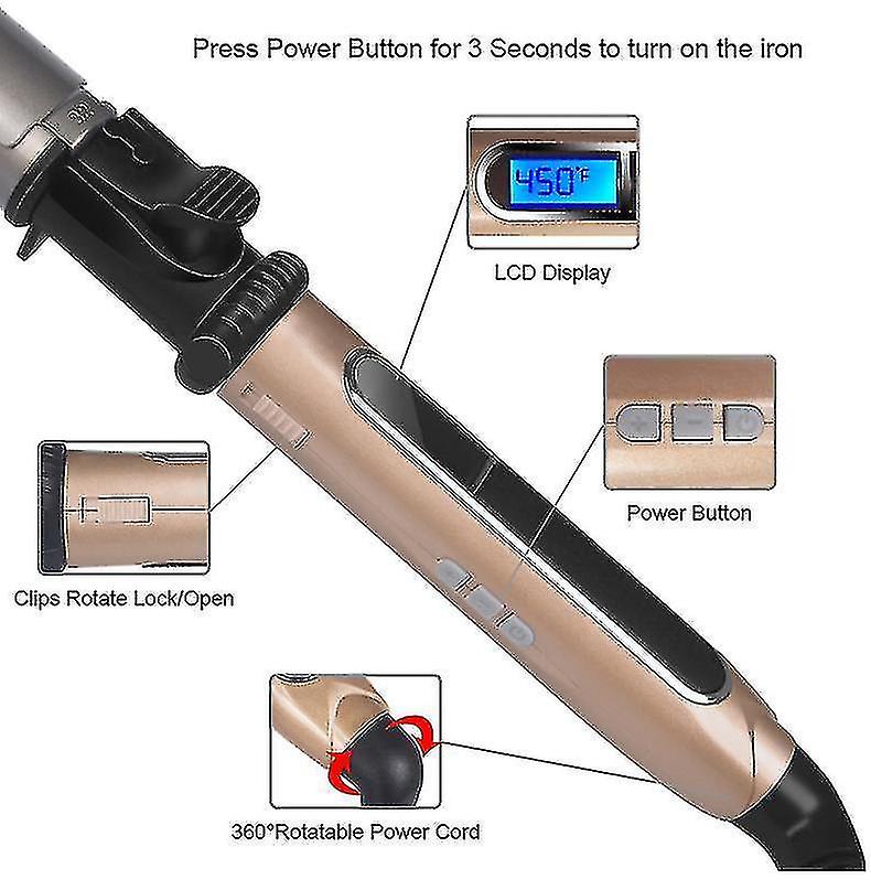 Hair Bun Volume Shapers Au Plug 13mm Professional Rotating Curling Iron Nano Titanium Curler With Digital Lcd Az14011