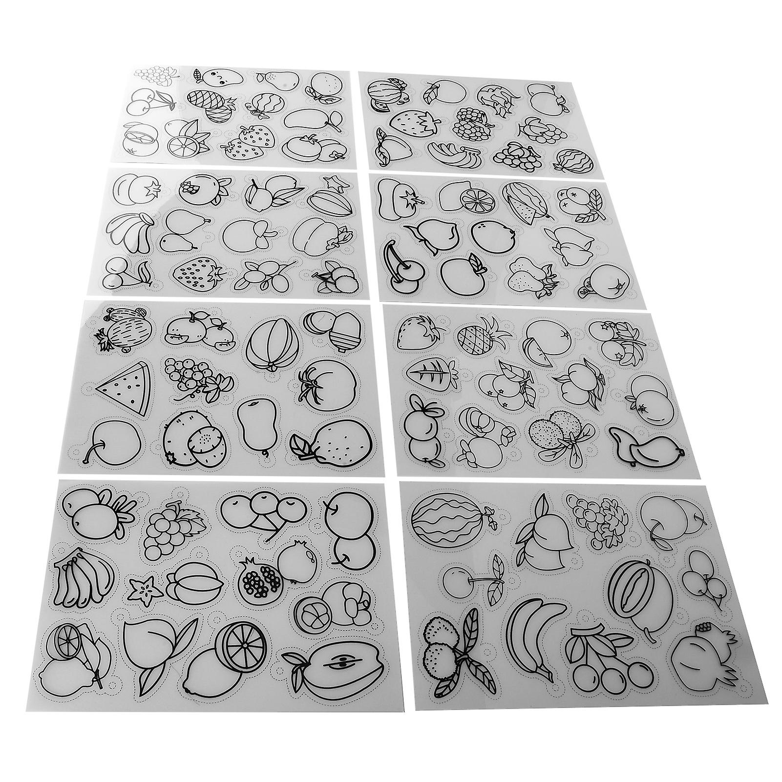 8Pcs Heat Shrink Sheets Fruit Vegetable Pattern for Crafts DIY