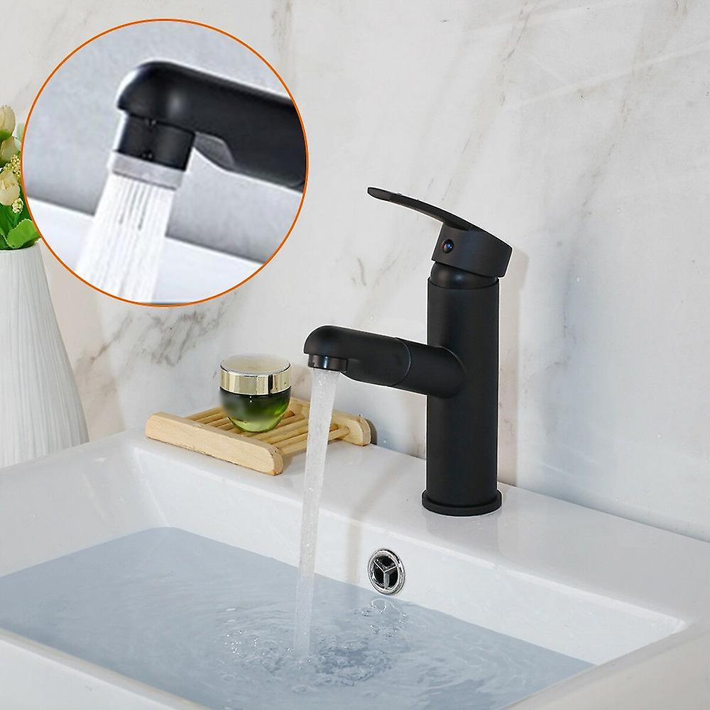 Bathroom Sink Faucet With Pull Out Sprayer Single Handle Kitchen Basin