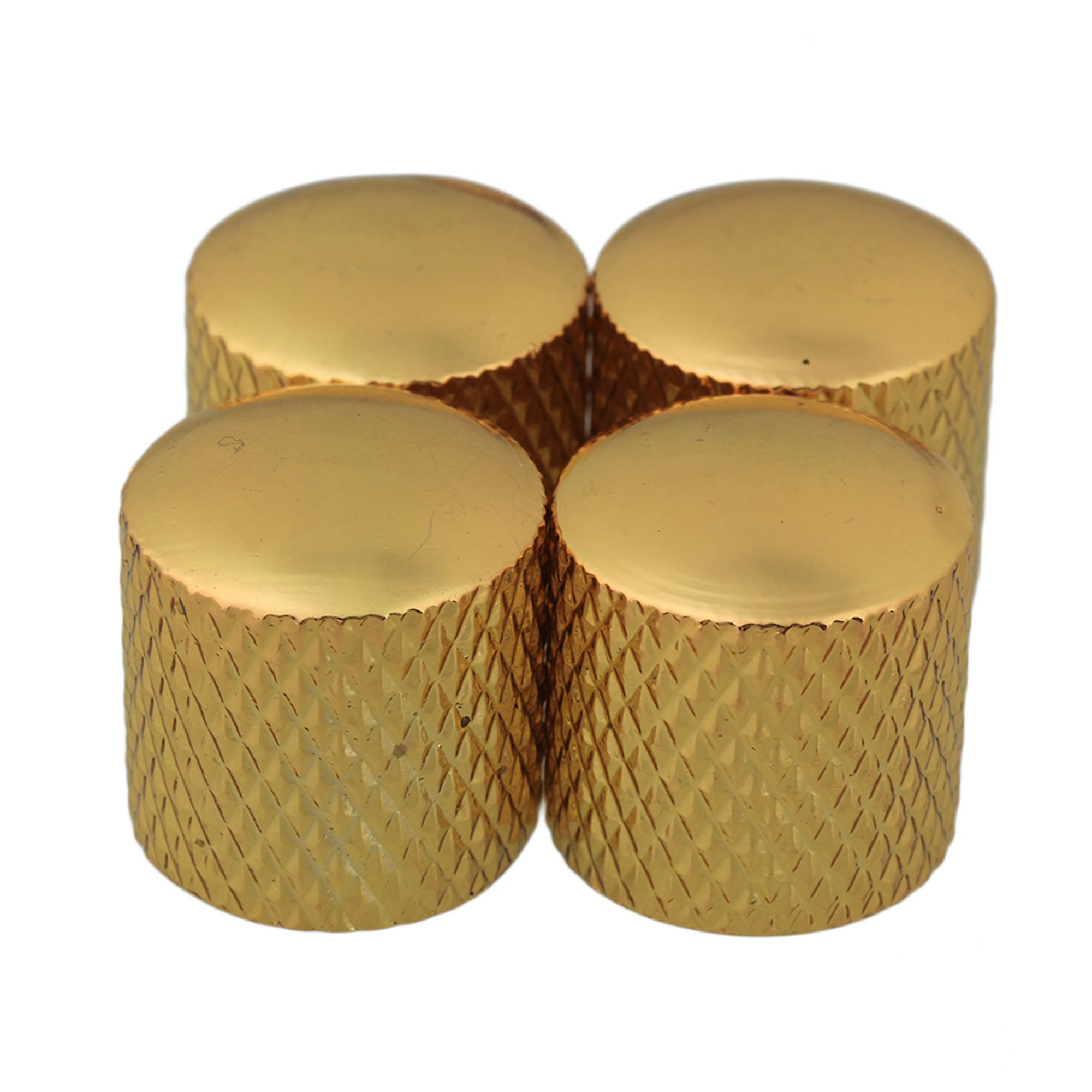 4x GOLD Dome Knobs For Guitar Bass Push On Plastic Insert