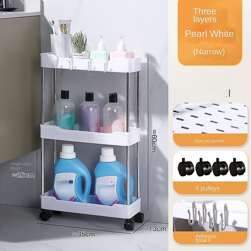 Bathroom Storage Rack With Wheels, 3/4 Layer Rolling Utility Cart, Bathroom Storage Organizer, Multi-purpose Utility Cart