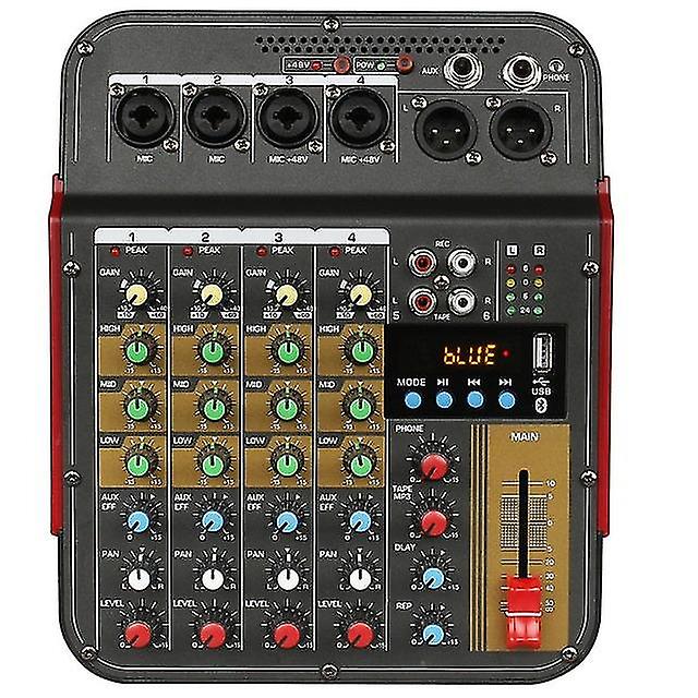 Tm4 Digital 4-channel Audio Mixer Mixing Console Built-in Phantom Power With Audio System For Studio Recording(eu Plug)